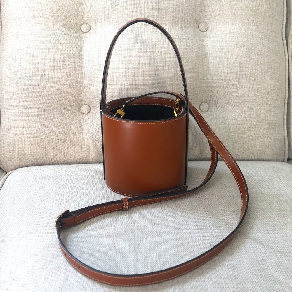 Staud Accessories Mini Bissett Bucket Bag, Tan